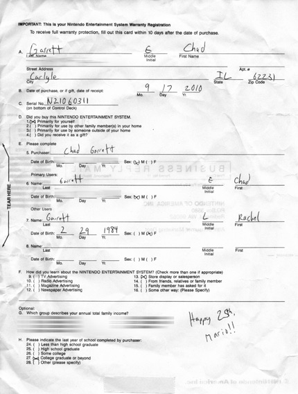 Warranty Registration Form